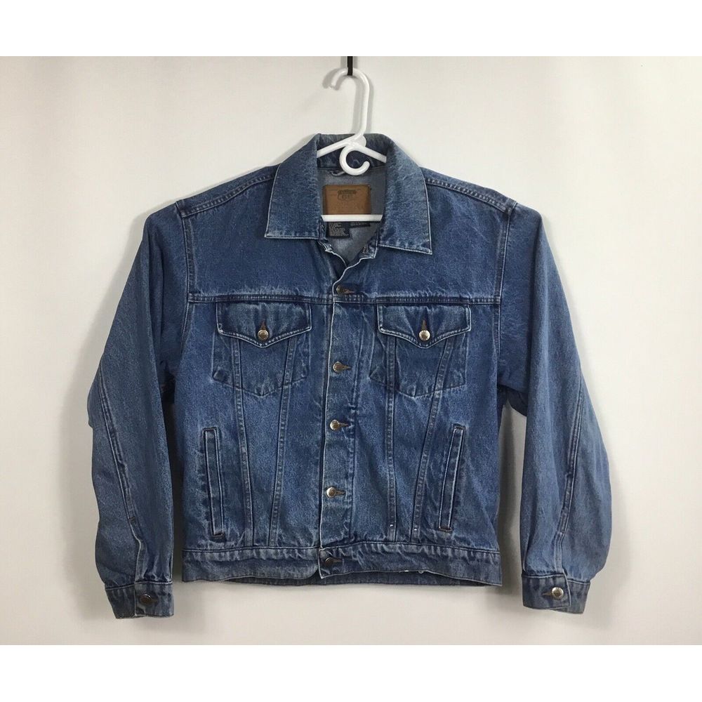 Vintage Route 66 Jean Jacket Mens Size M Denim Med Wash Western Trucker Coat